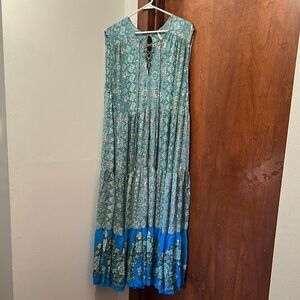 Free People Blue Sleeveless Sundress Maxi